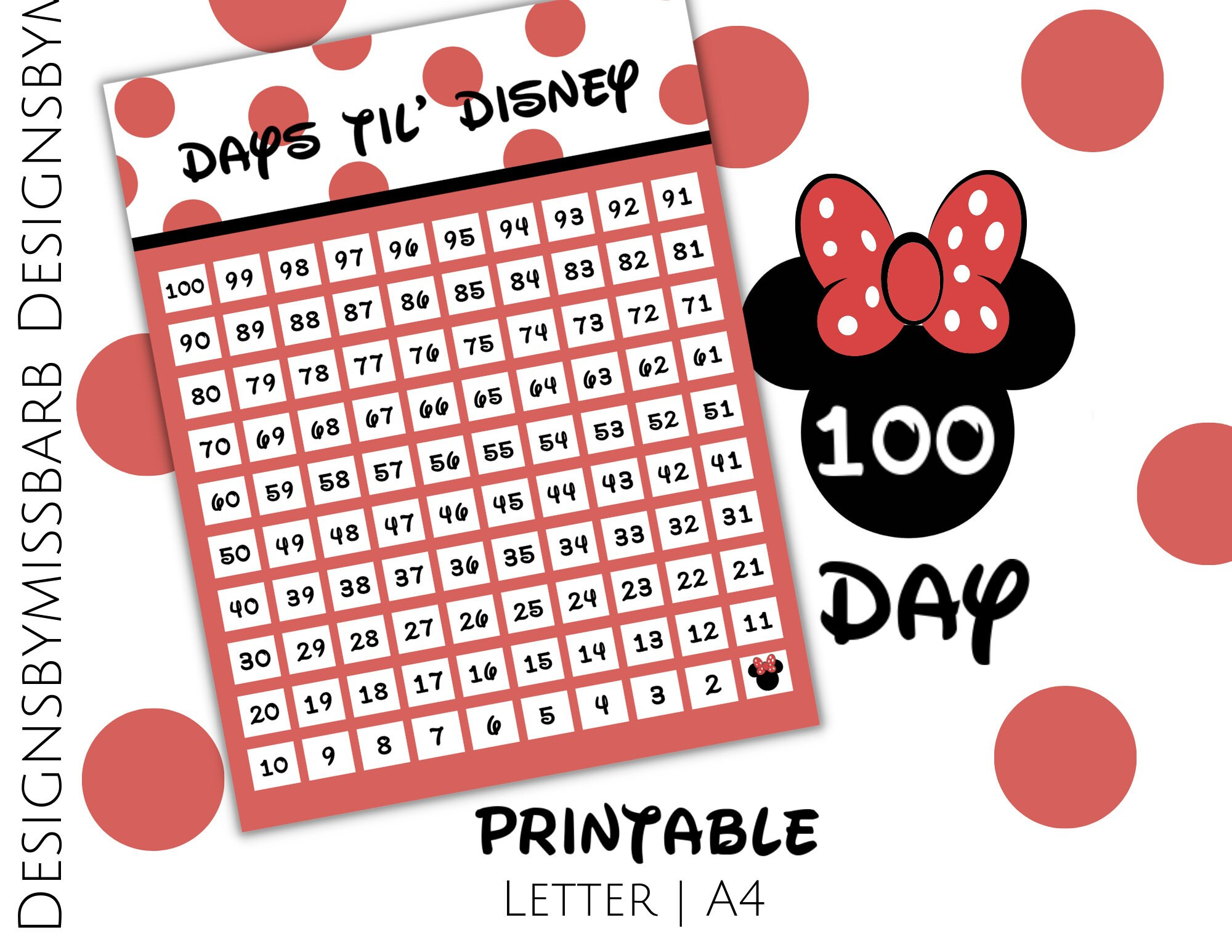 100 Day Printable Vacation Countdown, Count Down The Days Until in Disney Countdown Calendar 2025 Printable