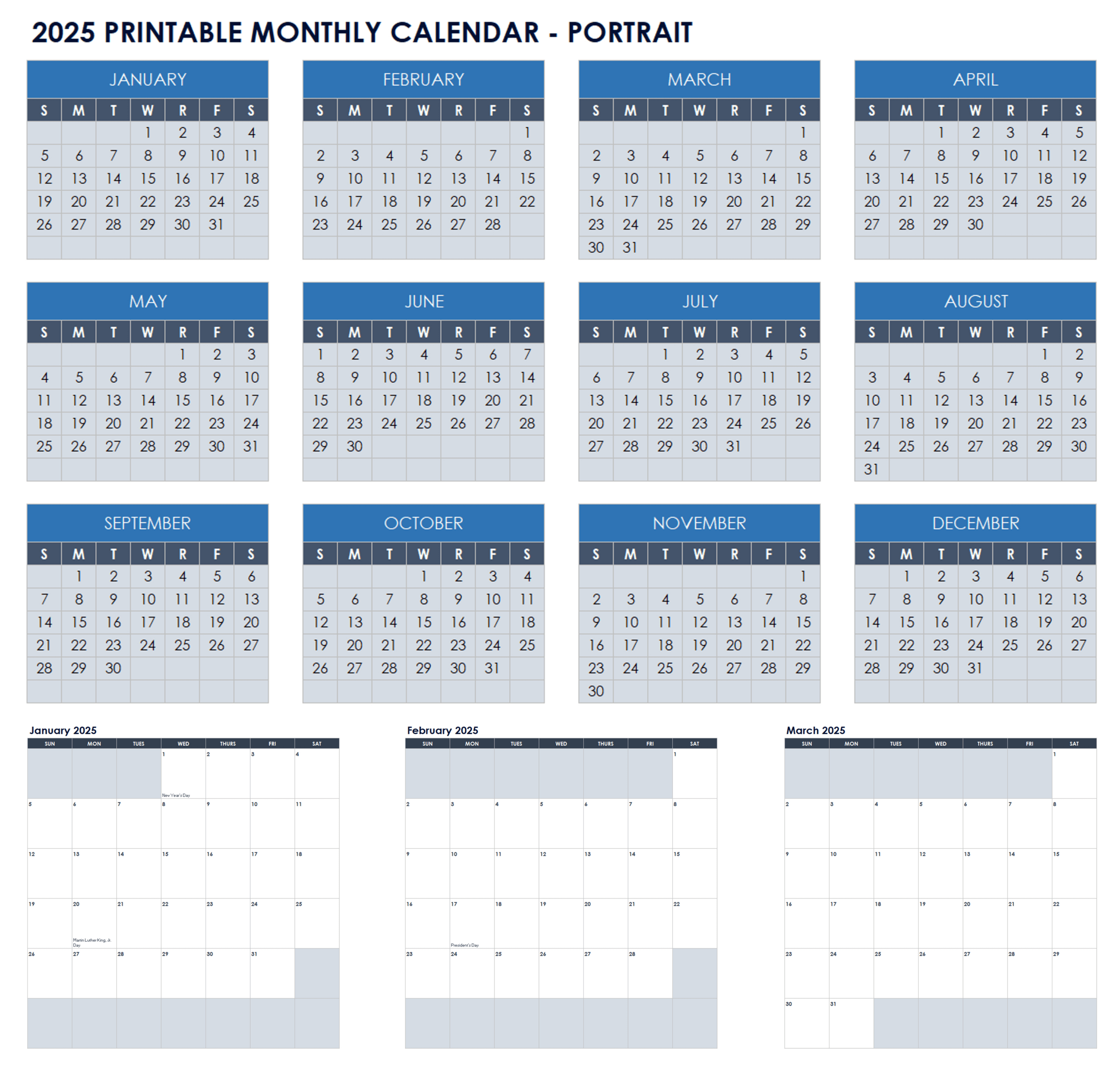 15 Free 2025 Monthly Calendar Templates | Smartsheet in Month Template Printable Monthly Calendar 2025