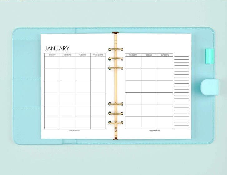 2 Page Per Month Printable Calendar