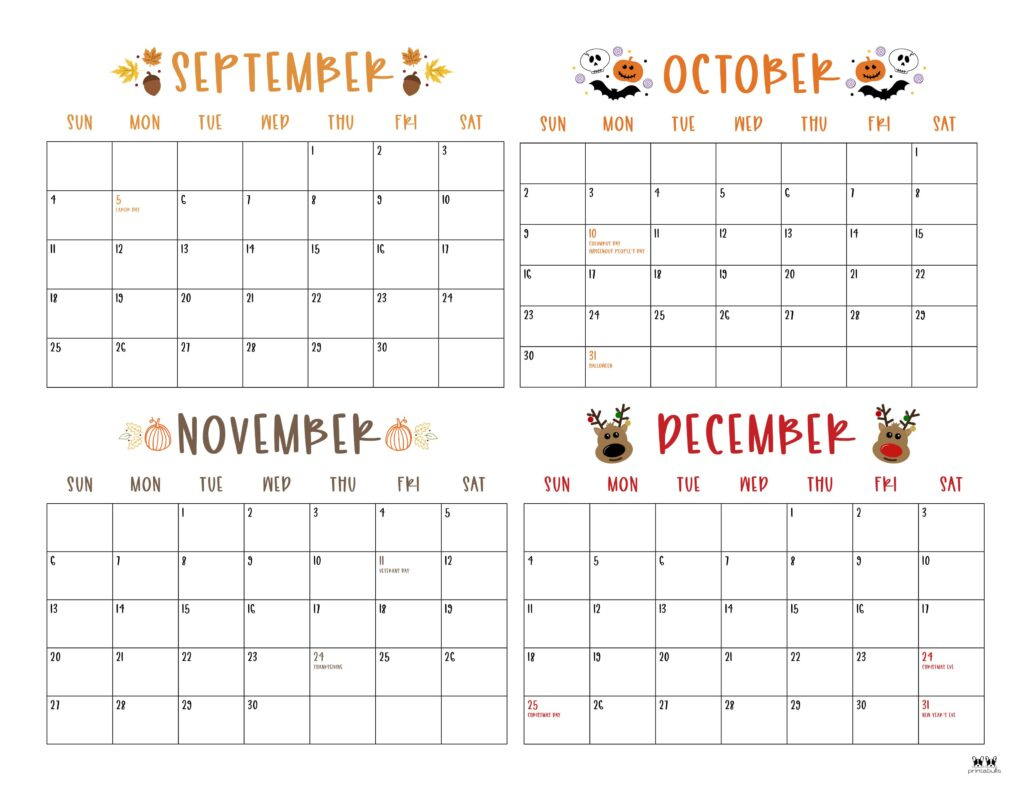 2022 4 Month Calendars - 20 Free Printables | Printabulls in 4 Month Printable Calendar