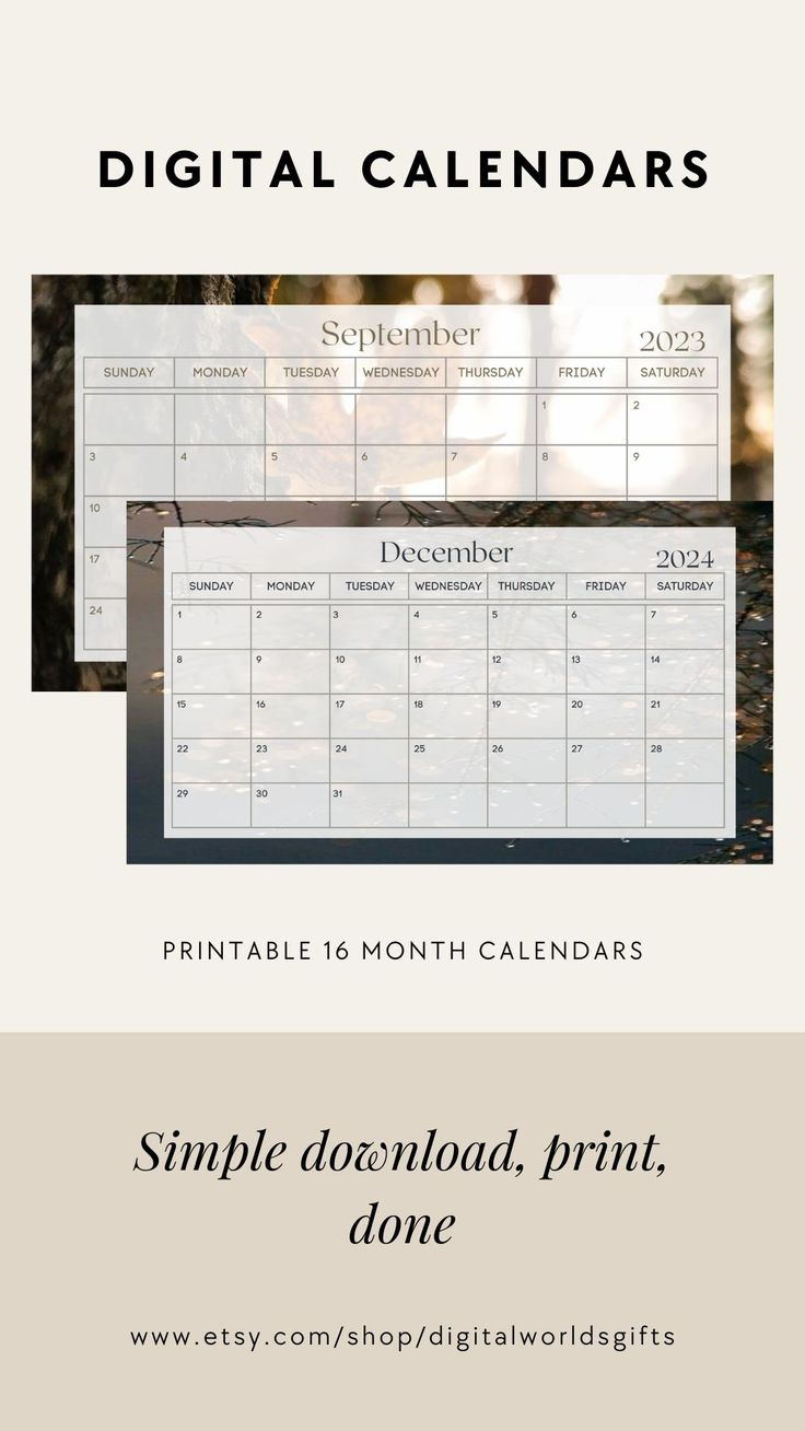 2023-2024 Printable 16 Month Calendars within 16 Month Calendar Printable