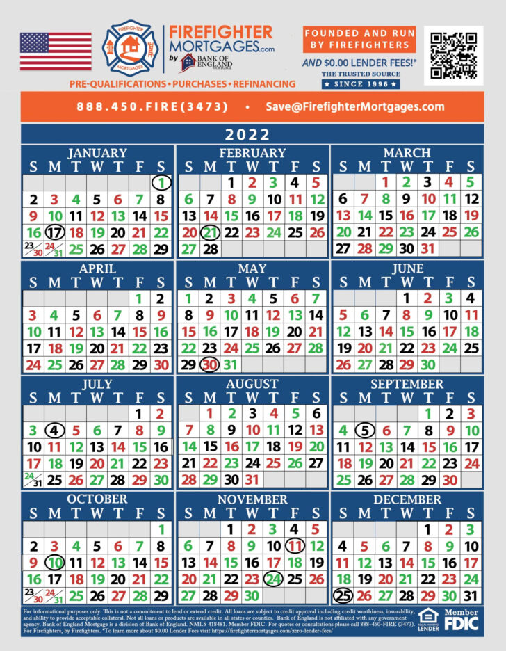 2025 Firefighter Shift Calendar 24/48 Printable