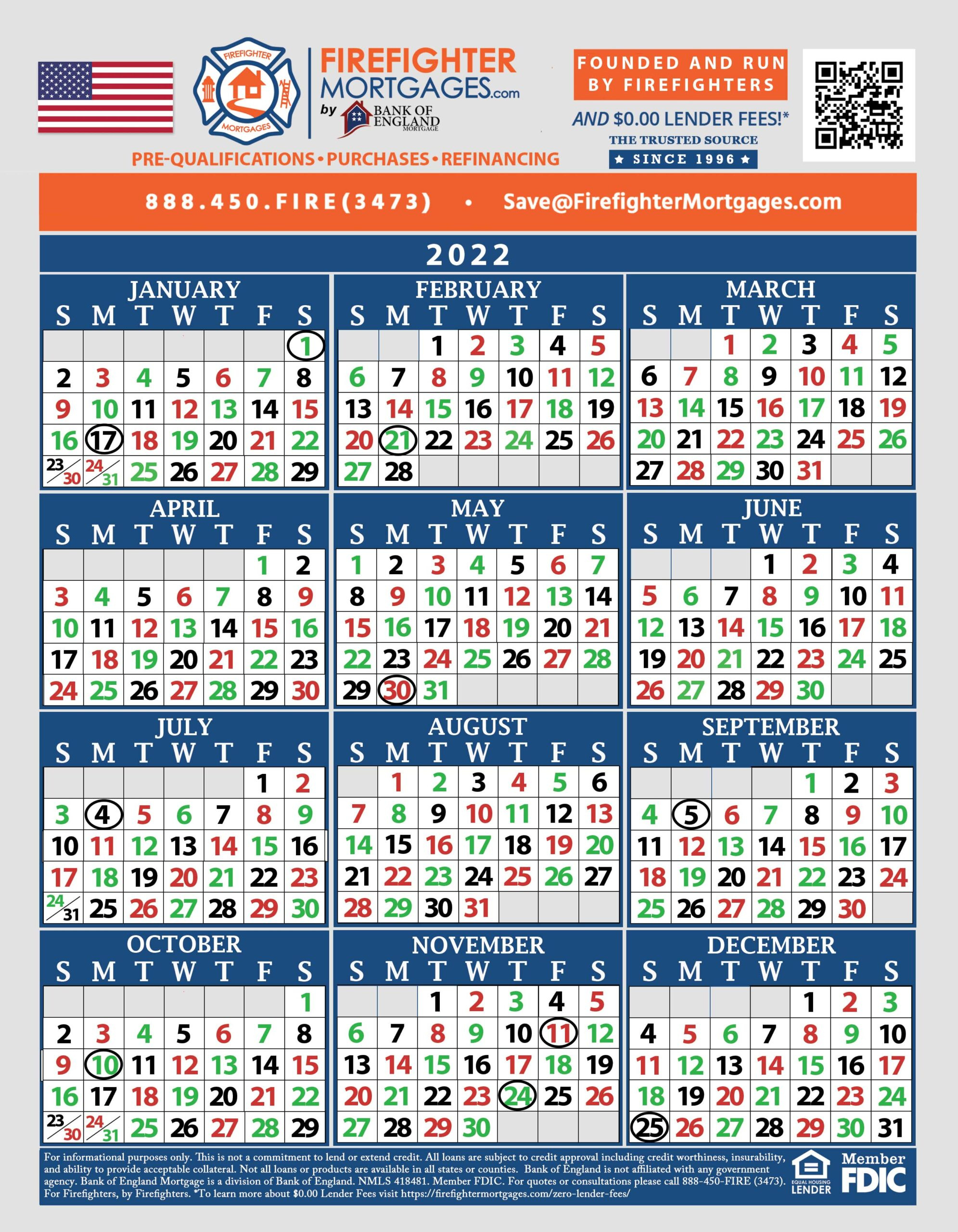 2024 Firefighter Shift Calendarsfirefighter Mortgages® throughout 2025 Firefighter Shift Calendar 24/48 Printable