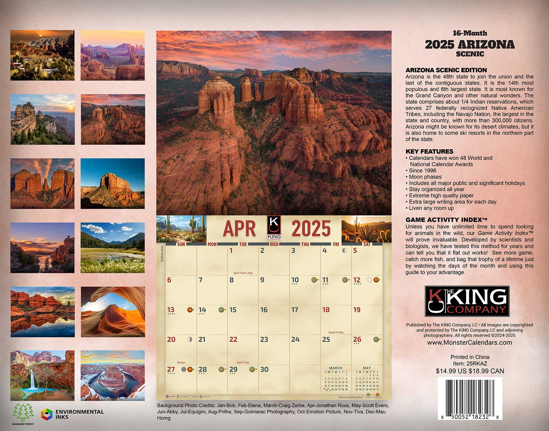 2025 Arizona Scenic Wall Calendar - The King Company throughout Asu Calendar 2025 Printable