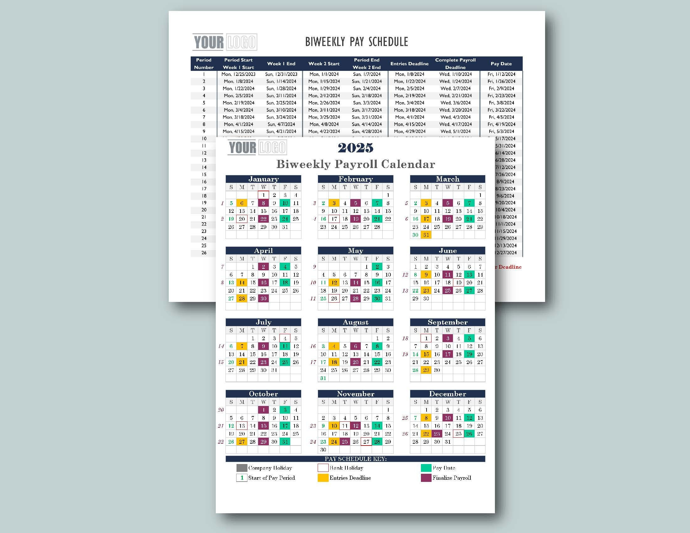 2025 Bi-Weekly Payroll Calendar &amp;amp; Schedule Template-Excel Download with regard to Bi Weekly Calendar 2025 Printable