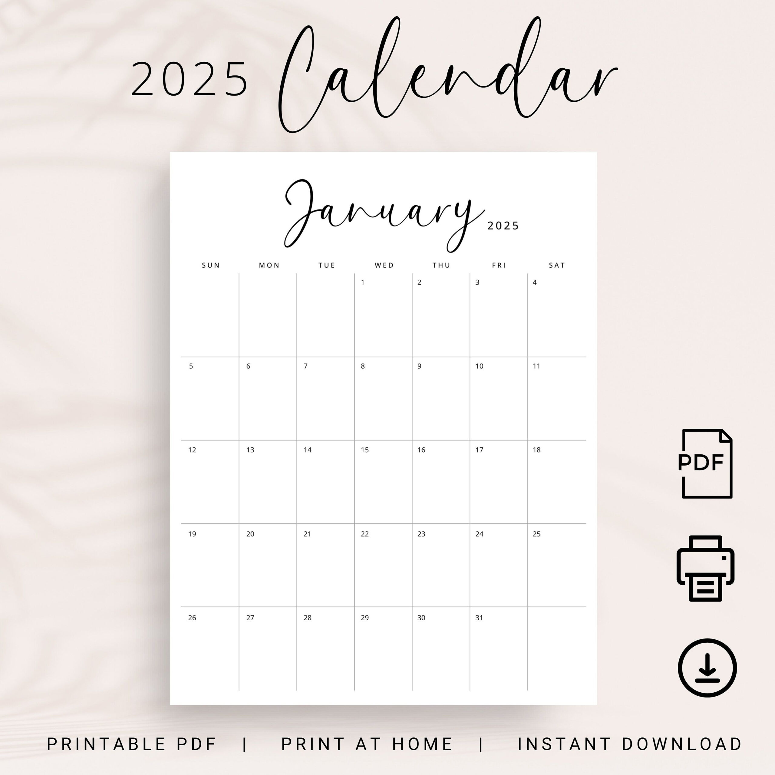 2025 Calendar 2025 Monthly Planner Printable 2025 Vertical Monthly with Monthly Planning Calendar 2025 Printable