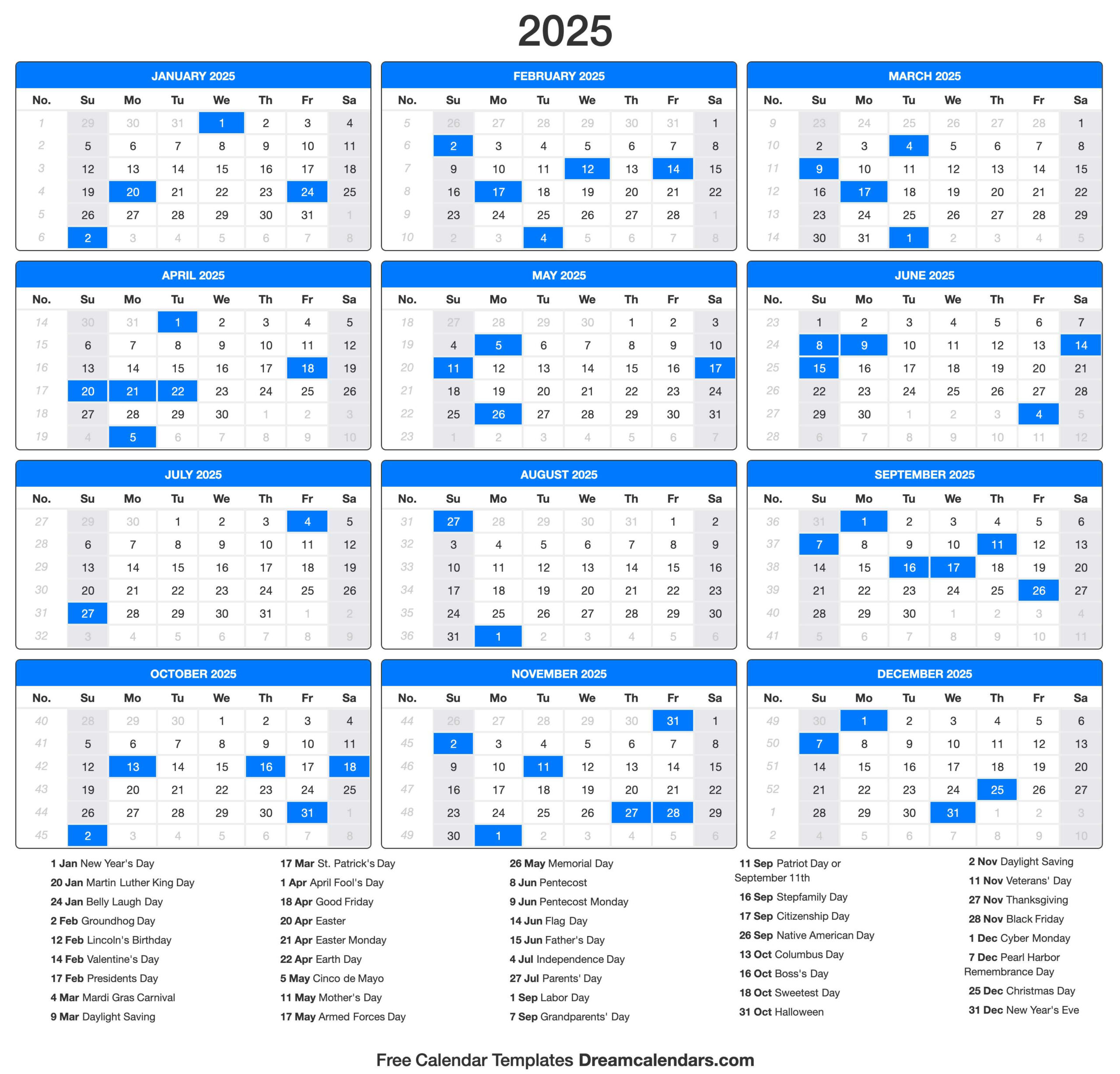 2025 Calendar for 10 Day Calendar 2025 Printable