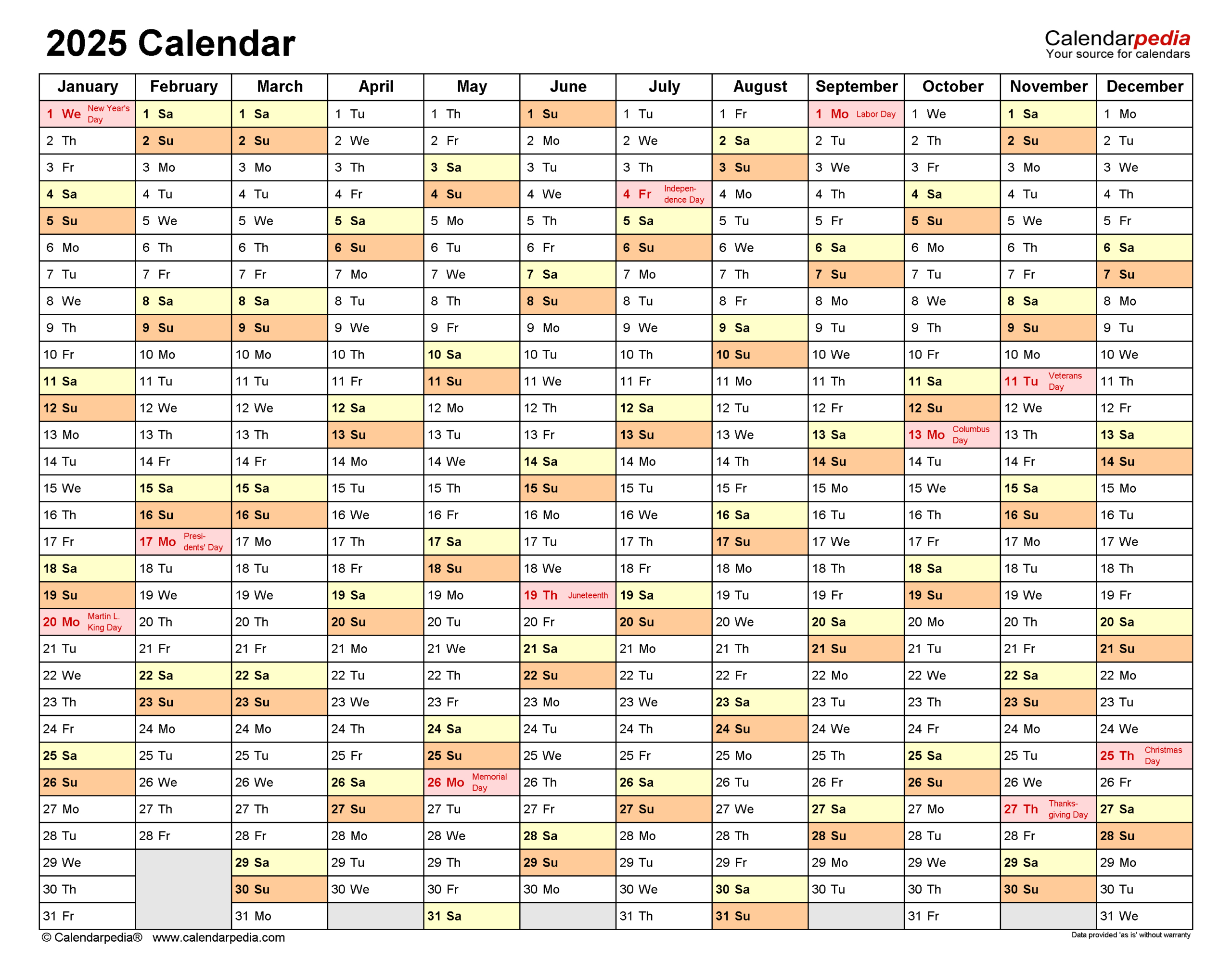 2025 Calendar - Free Printable Pdf Templates - Calendarpedia for Calendar 2025 Printable Planner