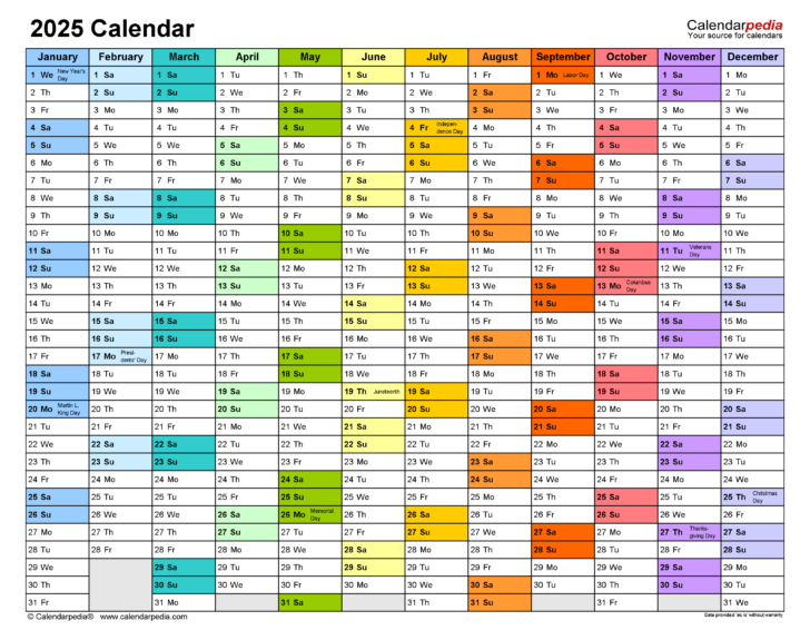 2025 Perpetual Calendar Printable