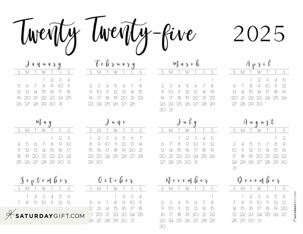 2025 Calendar Printable - 18 Cute &amp;amp; Free 2025 Yearly Calendar for 2025 Calendar Horizontal Printable