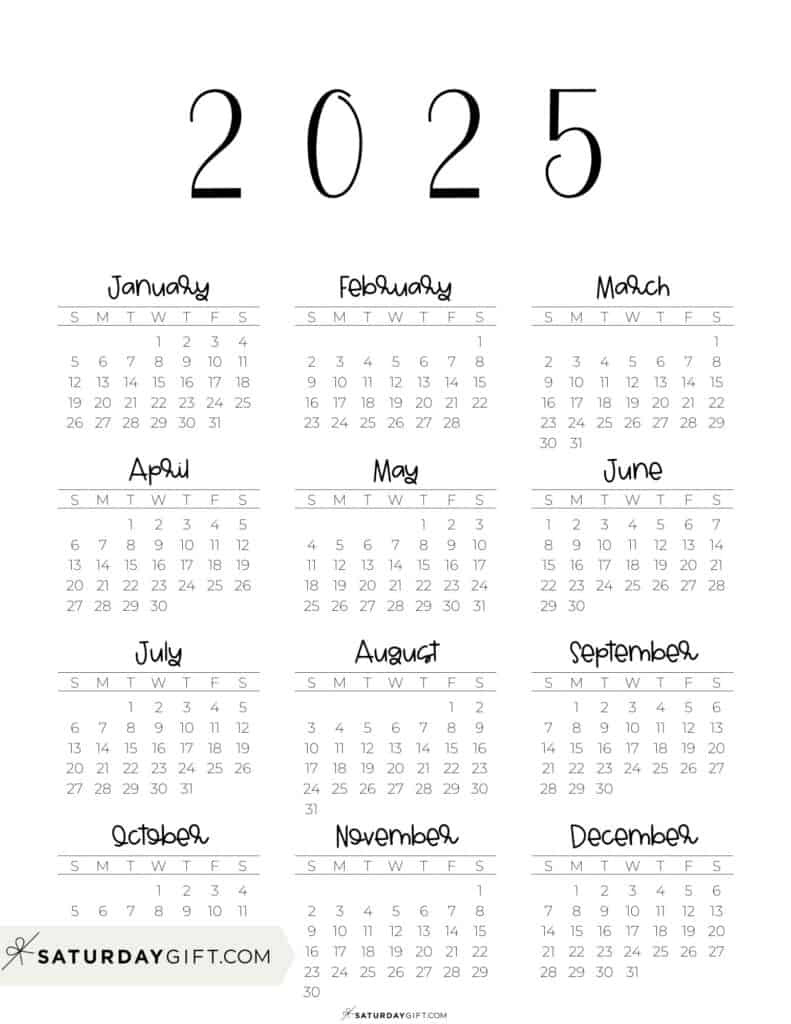 2025 Calendar Printable - 18 Cute &amp;amp; Free 2025 Yearly Calendar for 2025 Printable Calendar Vertical