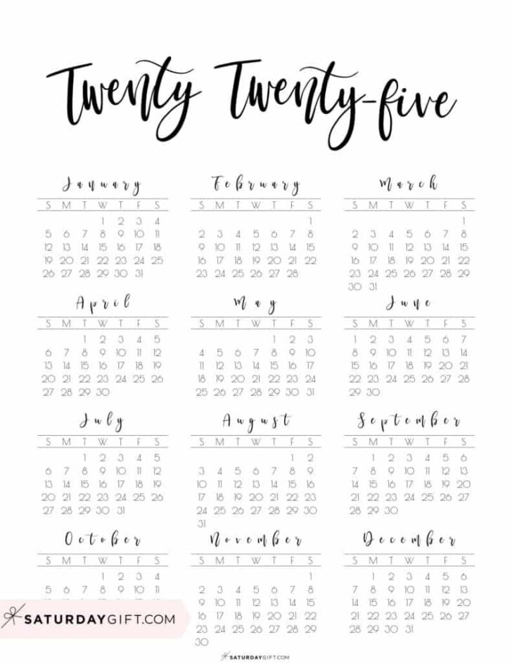 Calendar Free Printable 2025