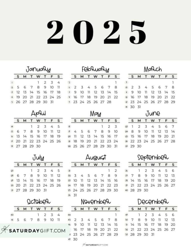 2025 17 Calendar Printable