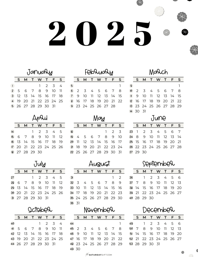 2025 Calendar Printable - 18 Cute &amp;amp; Free 2025 Yearly Calendar intended for 365 Day Calendar 2025 Printable