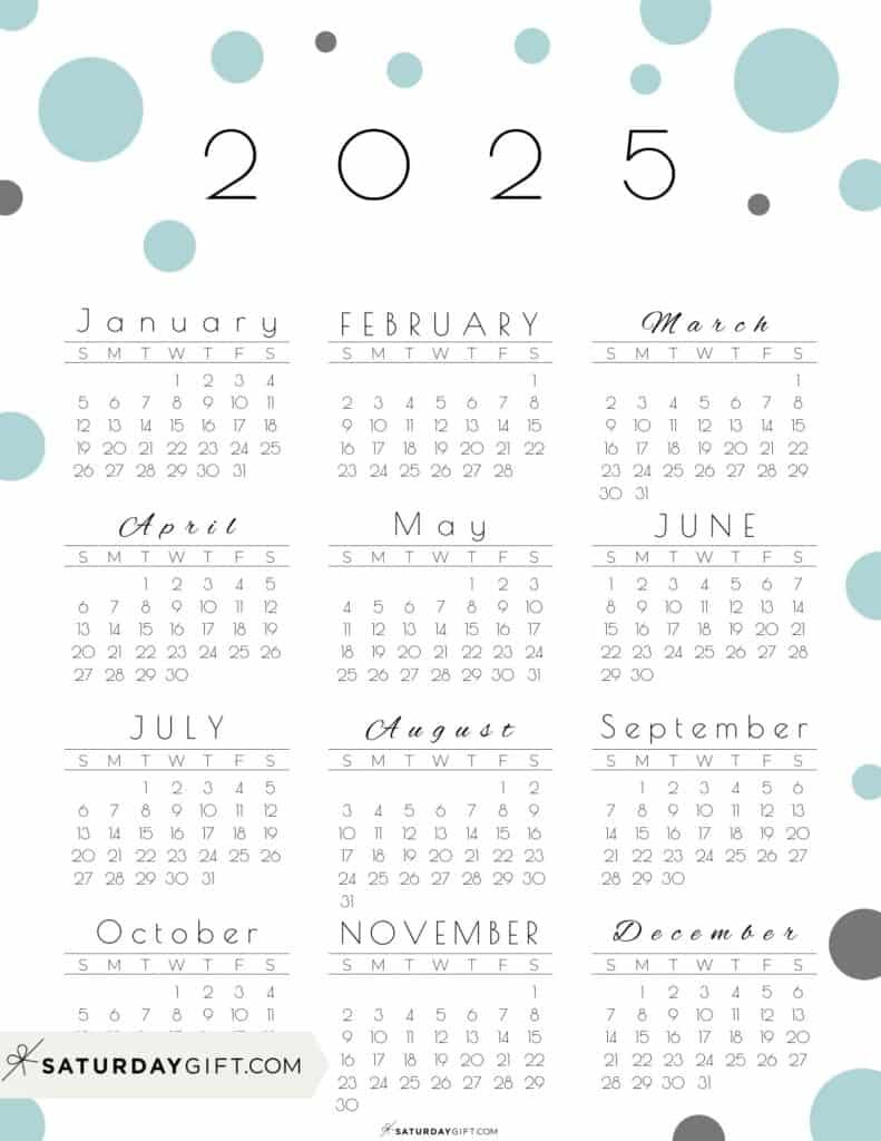 2025 Calendar Printable - 18 Cute &amp;amp; Free 2025 Yearly Calendar throughout 2025 Cute Calendar Printable