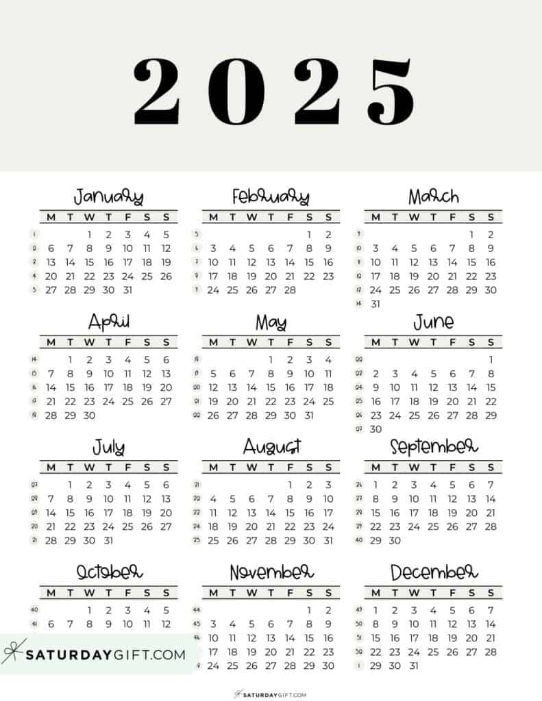 2025 Calendar Printable - 18 Cute &amp;amp; Free 2025 Yearly Calendar with Printable 12 Week Calendar 2025