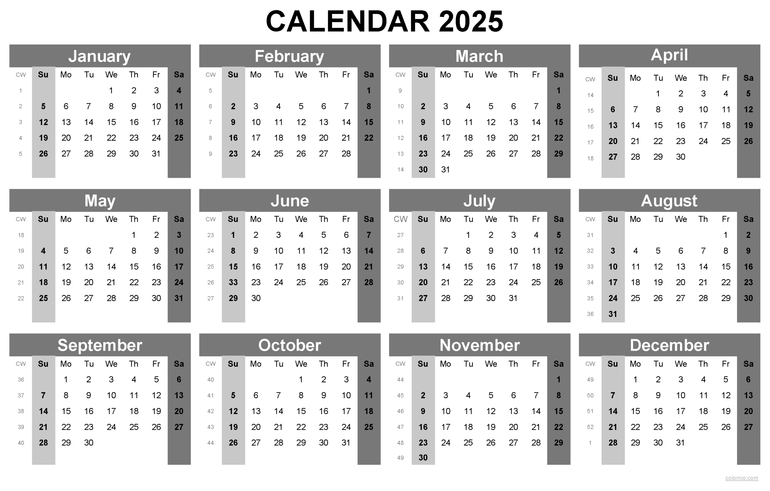 2025 Calendar Printable, ✓ Pdf, Excel And Image File - Free throughout Small Yearly Calendar 2025 Printable