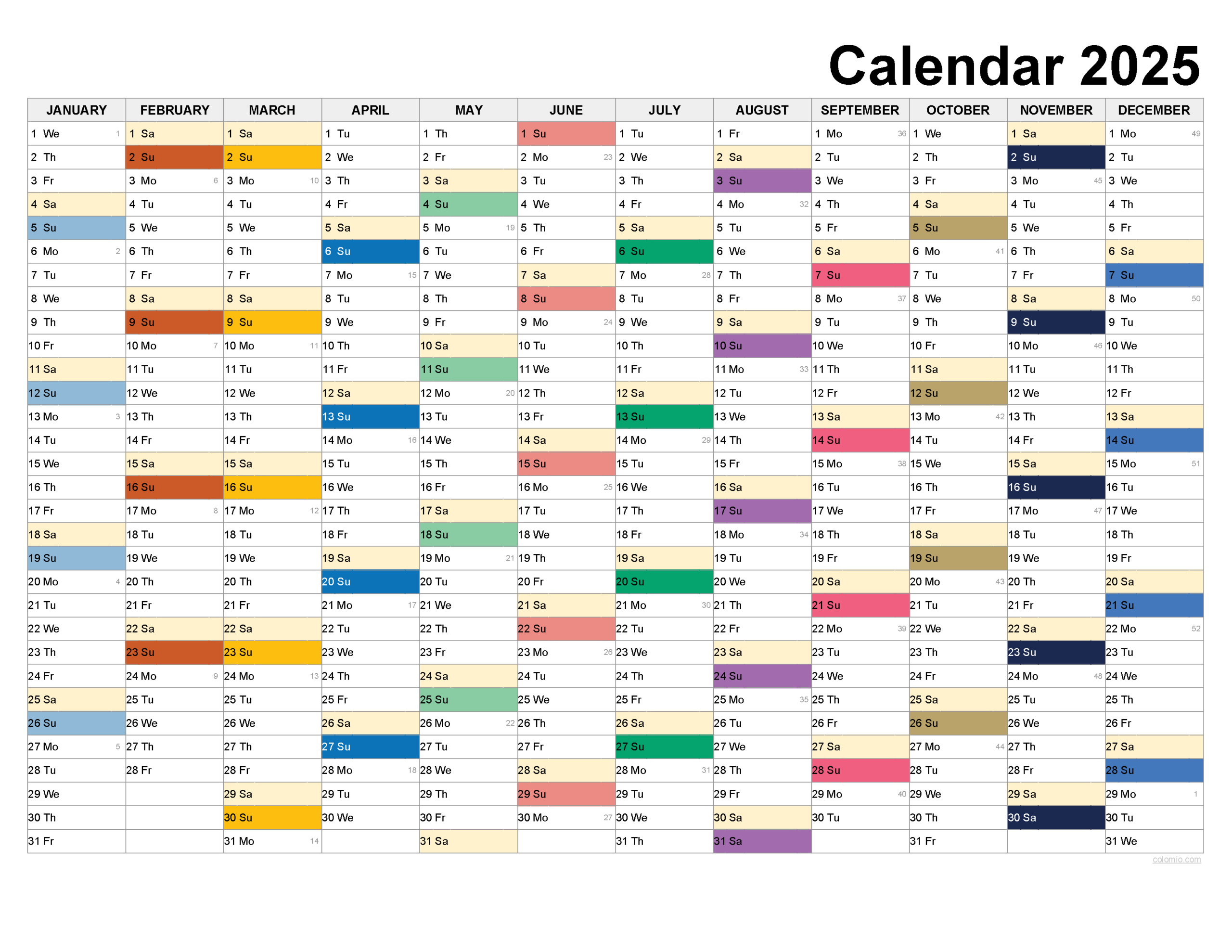 2025 Calendar Printable, ✓ Pdf, Excel And Image File - Free with 2025 Wall Calendar Printable Free