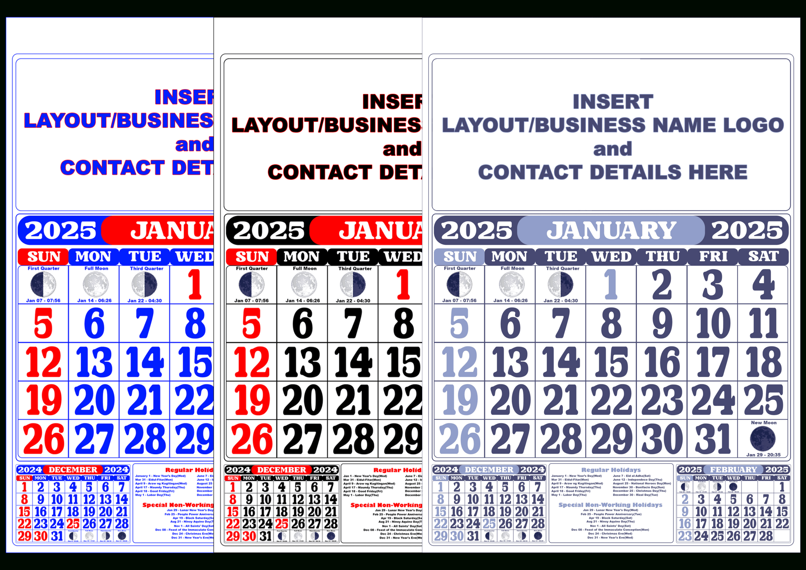 2025 Calendar Template With Moon Phasing And Holidays throughout 2025 Moon Calendar Printable