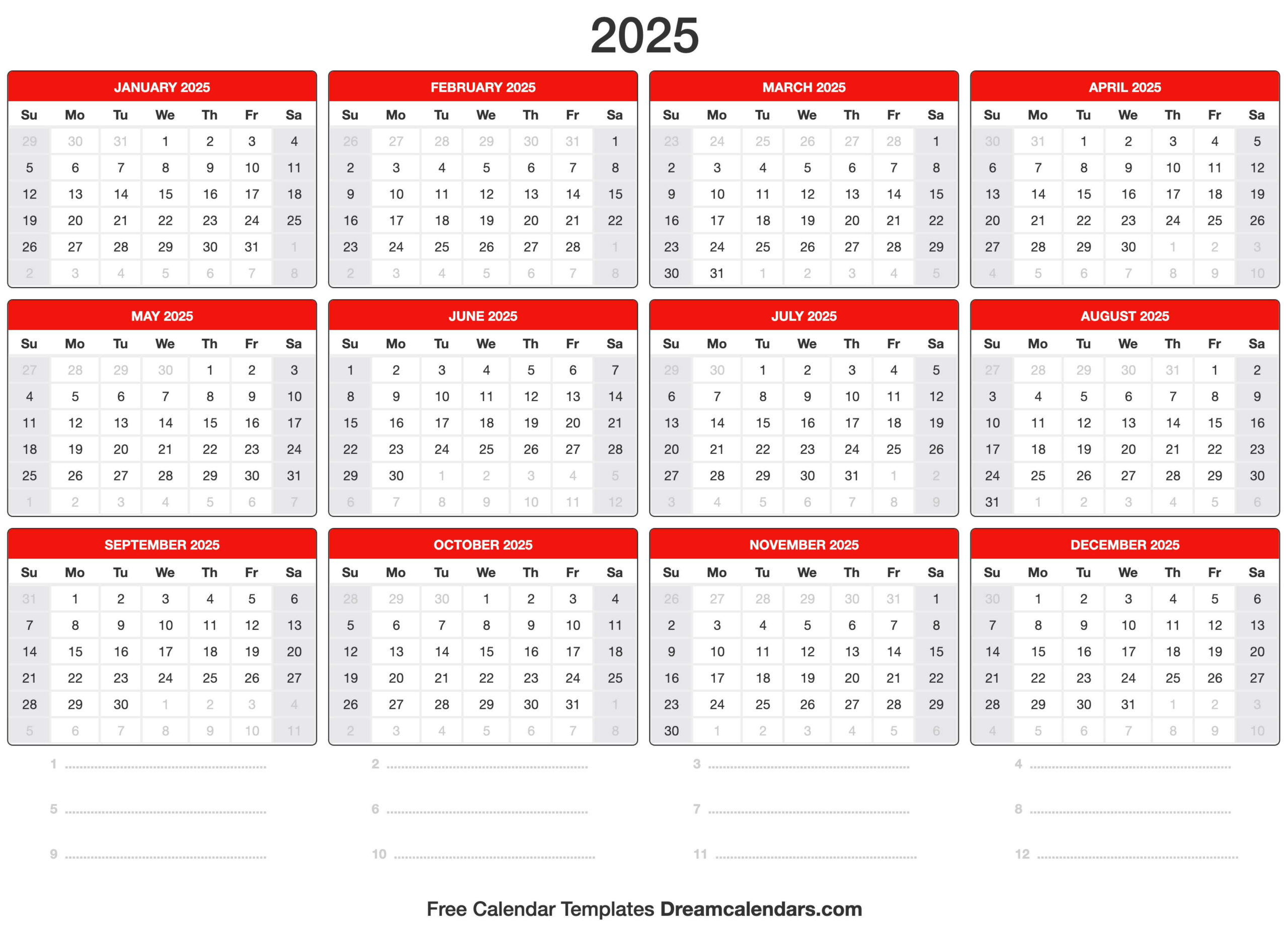 2025 Calendar with 2025 Calendar Editable Printable