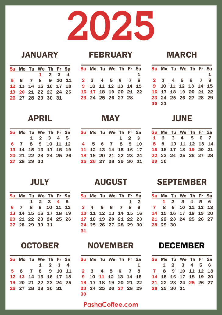 Free Printable 2025 Calendar with Holidays Free Download