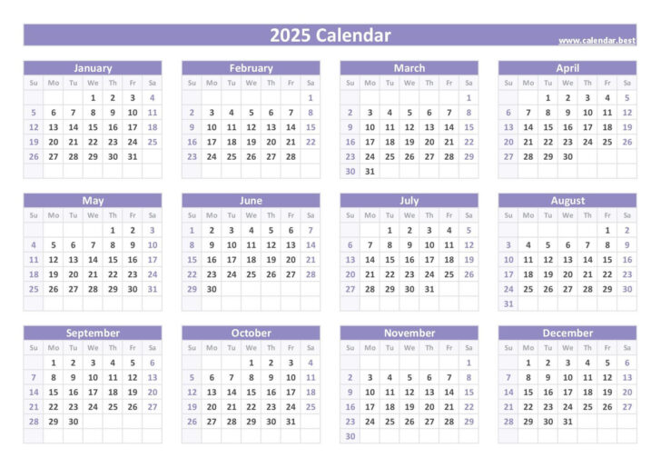 Free 12 Month Calendar 2025 Printable