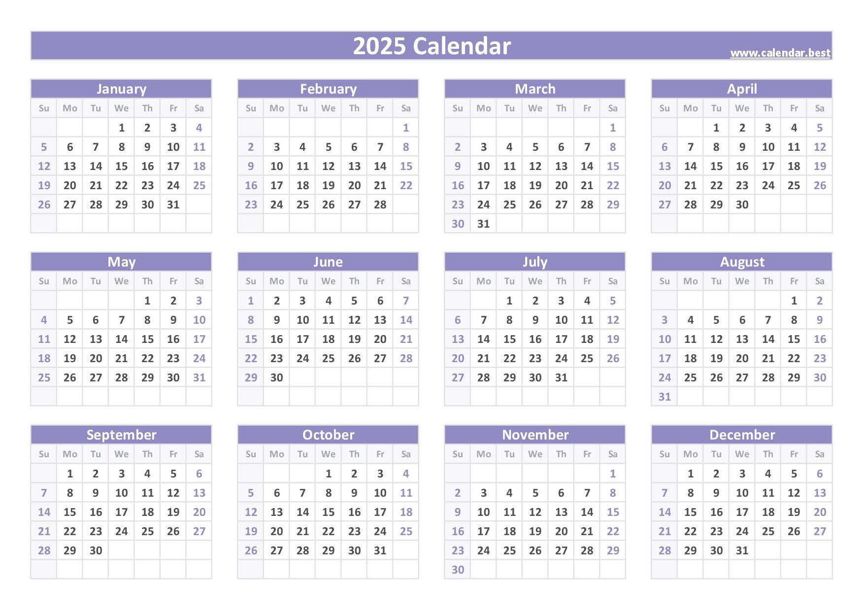 2025 Calendar With Week Numbers for Free 12 Month Calendar 2025 Printable