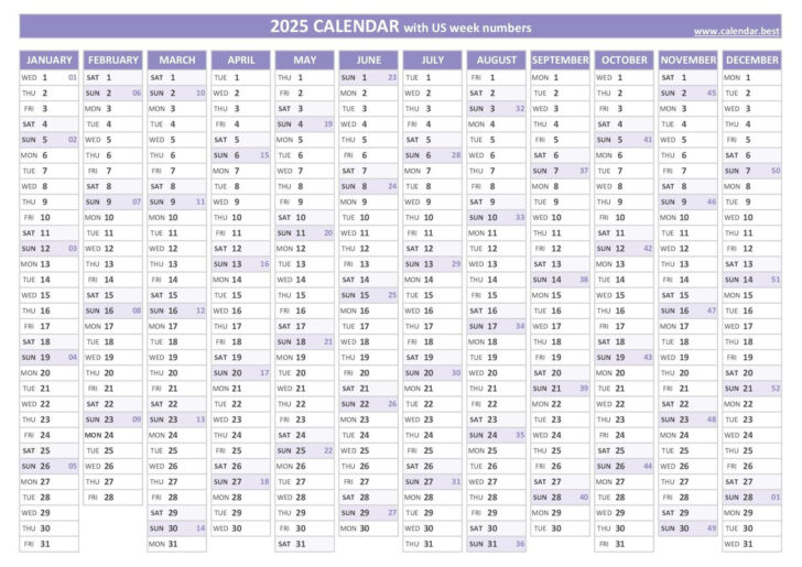 Printable Calendar with Week Numbers 2025