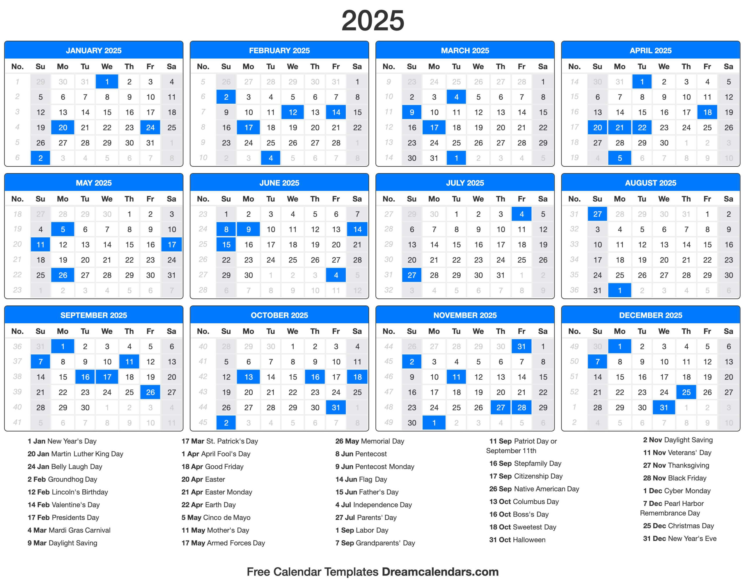 2025 Calendar within Free Printable Yearly Calendar 2025 with Holidays