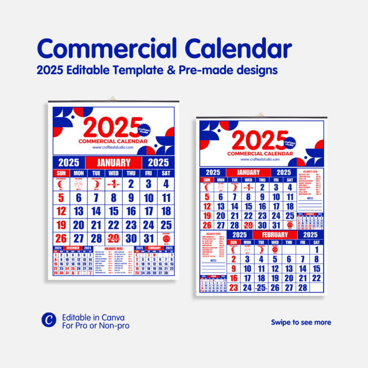 2025 Calendar Editable Printable