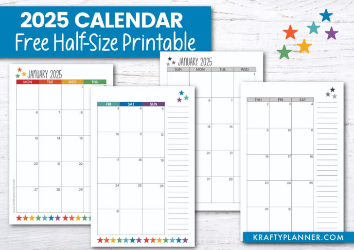 A5 Calendar 2025 Printable