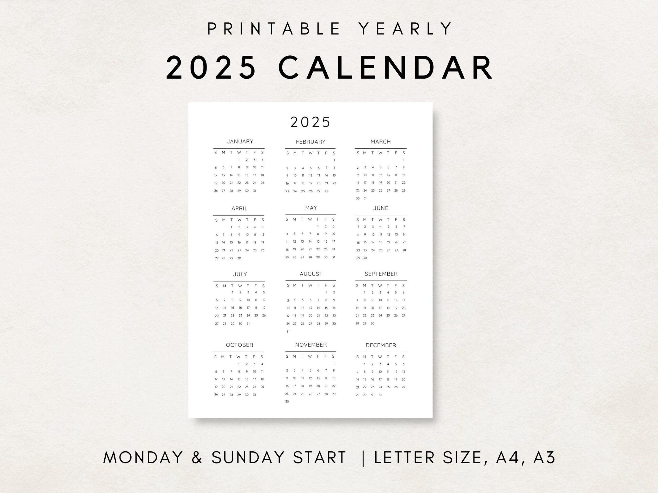 2025 Jahreskalender, Druckbarer Kalender, 2025 Kalender, 2025 throughout Calendar 2025 Printable Calendar