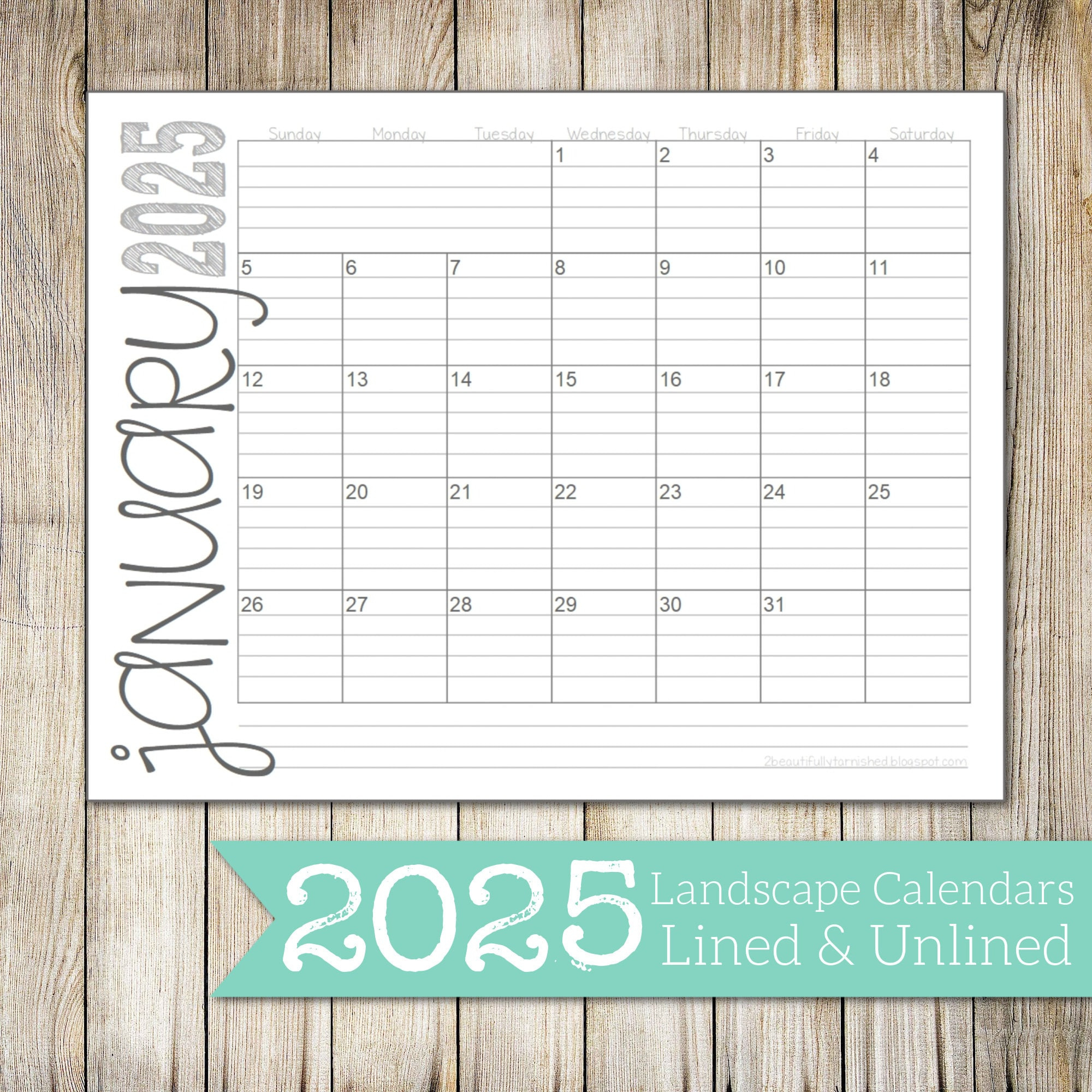 2025 Landscape Lined &amp;amp; Unlined Monthly Calendars 8.5X11 Landscape in 2025 Monthly Calendar Printable With Lines