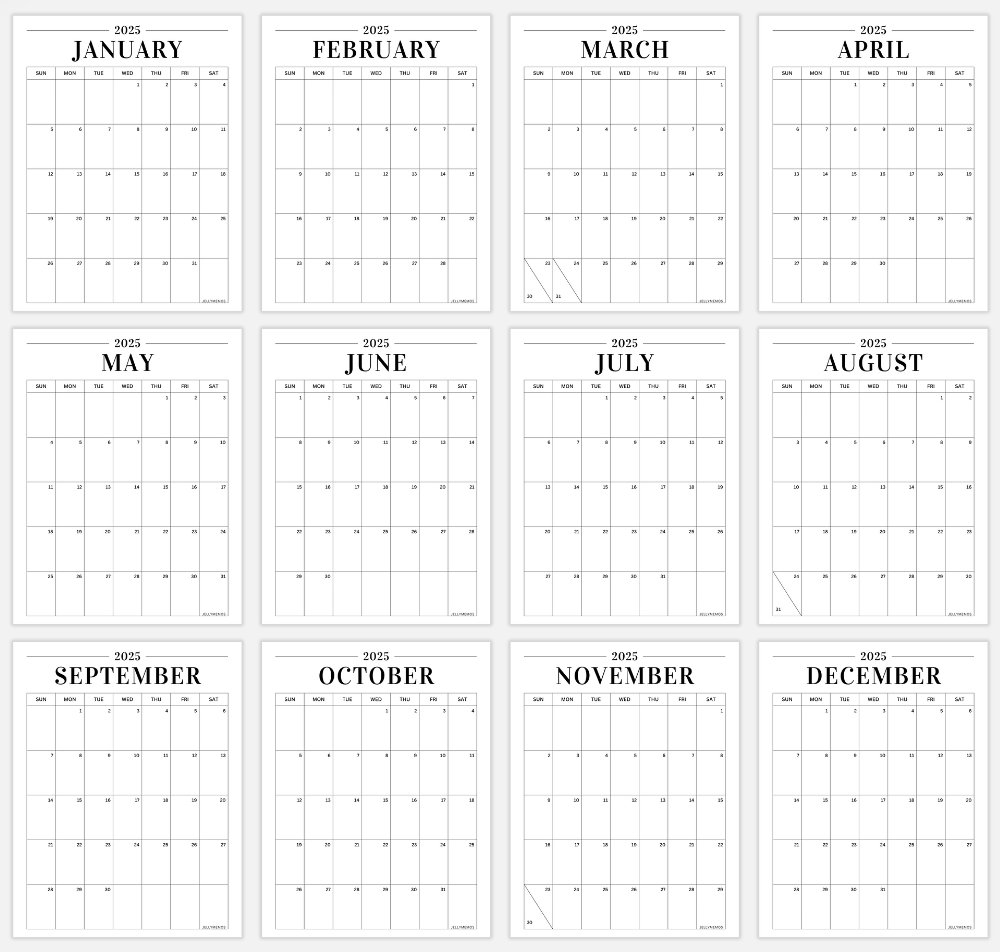 2025 Minimal Calendar Printable (Vertical &amp;amp; Horizontal!) - Jellymemos pertaining to 2025 17 Calendar Printable