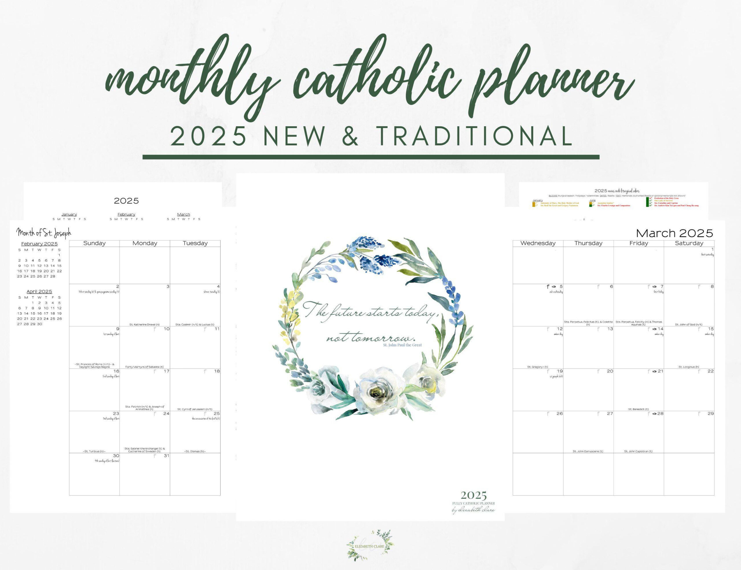 2025 Monthly Catholic Planner Printable Pdf: Monthly Calendar inside Liturgical Calendar 2026 Printable