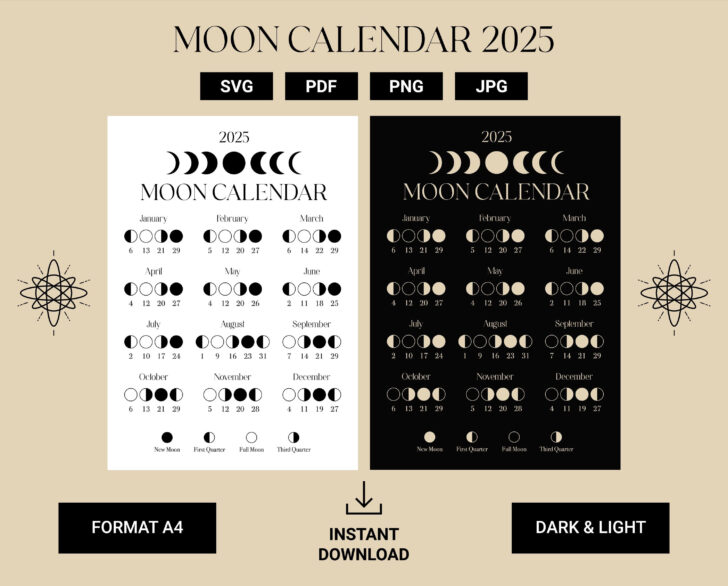 Printable Moon Phase Calendar 2025