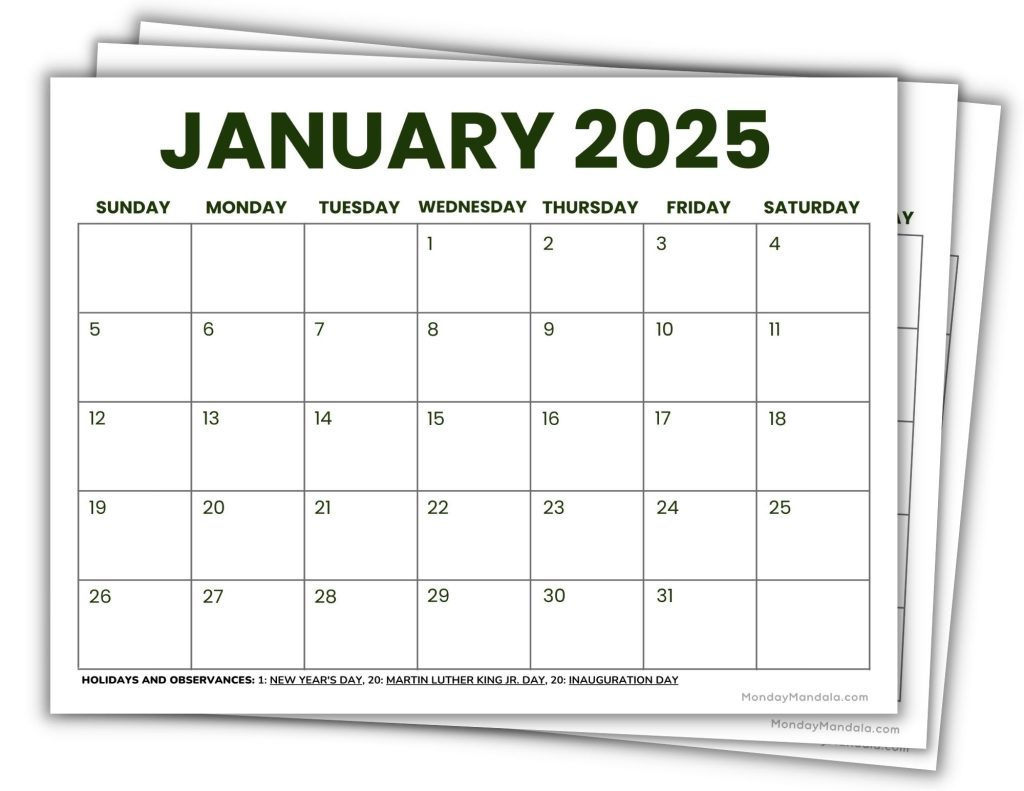 2025 Printable Calendars (56 Free Pdf Printables) for 2025 Free Printable Calender