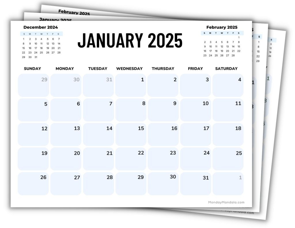 2025 Printable Calendars (56 Free Pdf Printables) for Free Monthly Calendar 2025 Printable