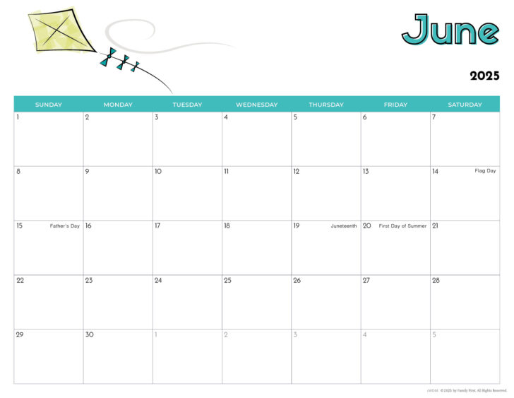 Free Printable Calendar 2025 For Kids