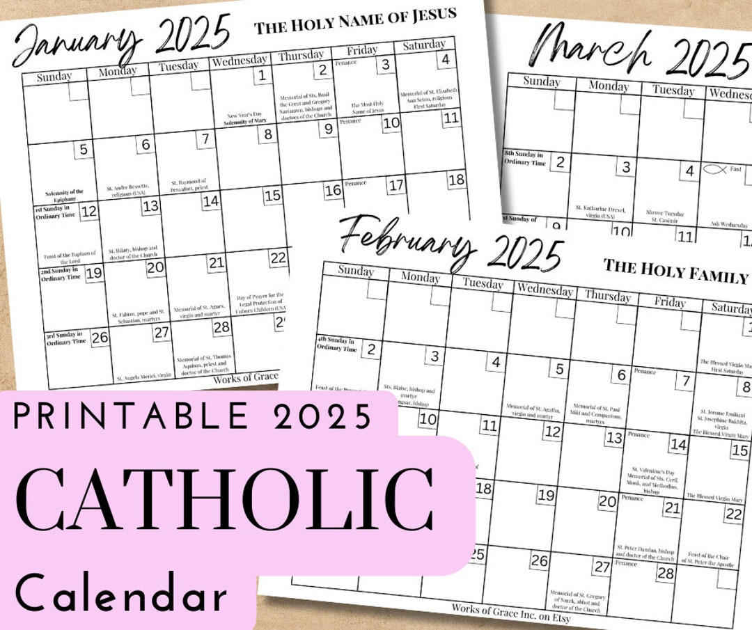 2025 Printable Catholic Monthly Calendar Liturgical Calendar With in Liturgical Calendar 2025 Printable