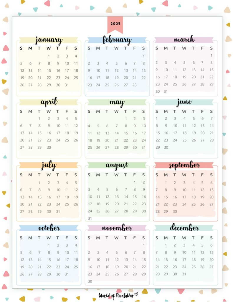 2025 Year Calendars - 70 Best Printables - World Of Printables pertaining to 2025 Cute Calendar Printable