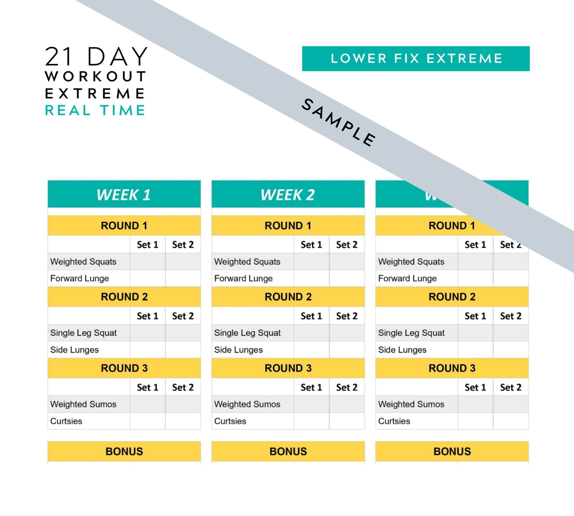 21 Day Fix Extreme Real Time Printable Tracking Sheets pertaining to 21 Day Fix Extreme Calendar Printable