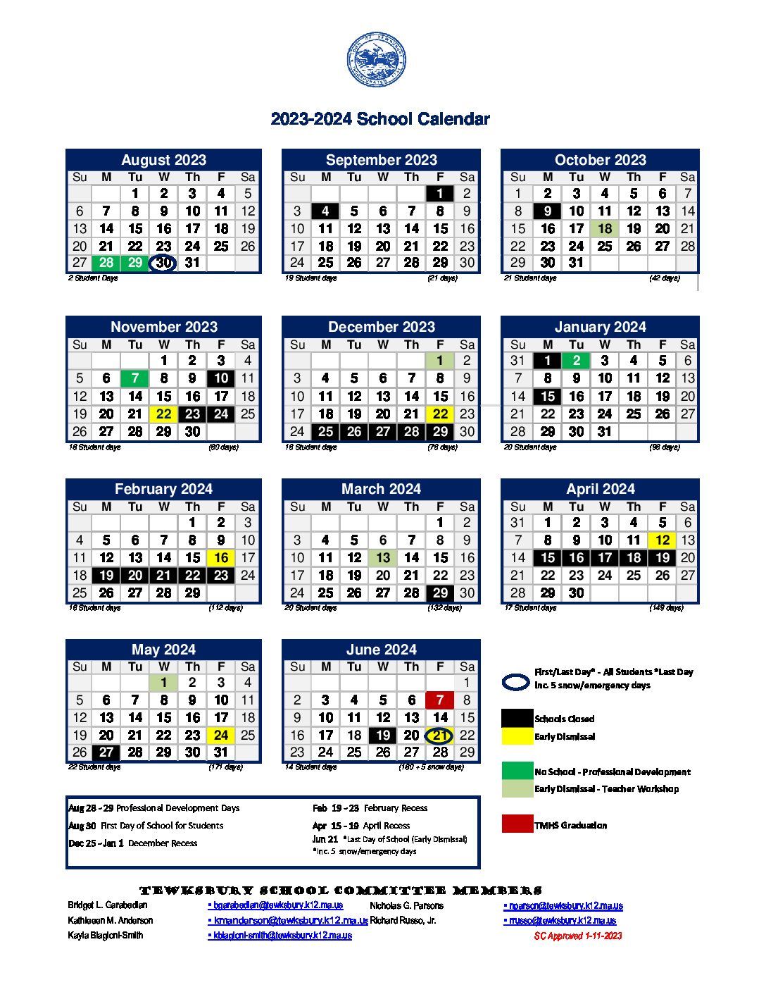 23-24 Tps School Calendar - Memorial High School pertaining to Pps Calendar 2025 Printable