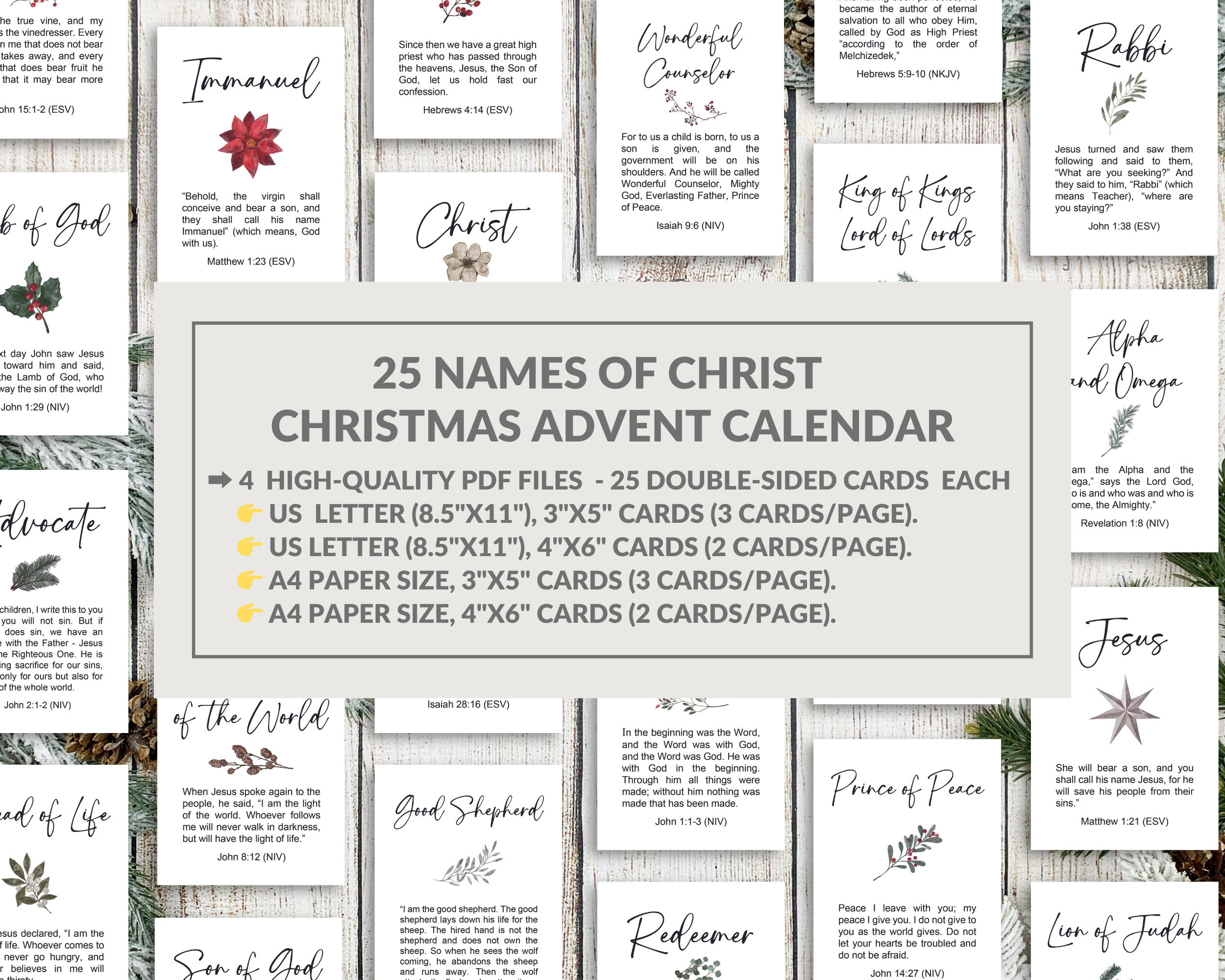 25 Names Of God Christmas Advent Calendar Printable Scripture Card throughout Printable Christian Advent Calendar 2025