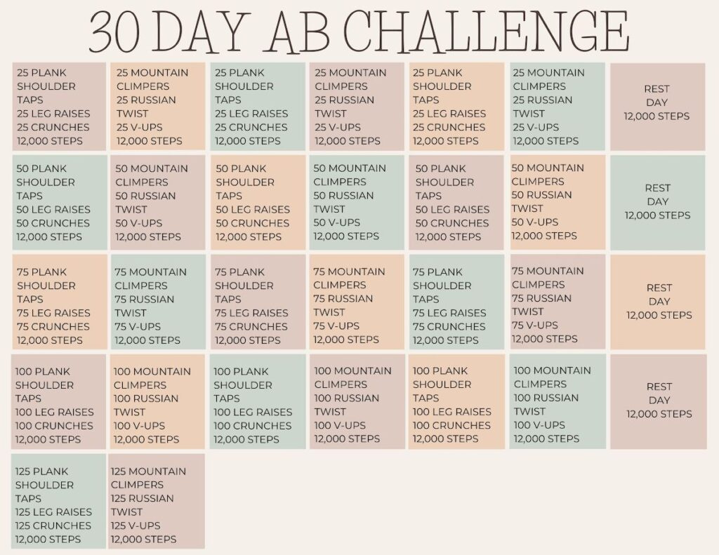 30 Day Ab Challenge (Free Printable Calendar) - Originalmom intended for 30 Day Ab Challenge Calendar Printable