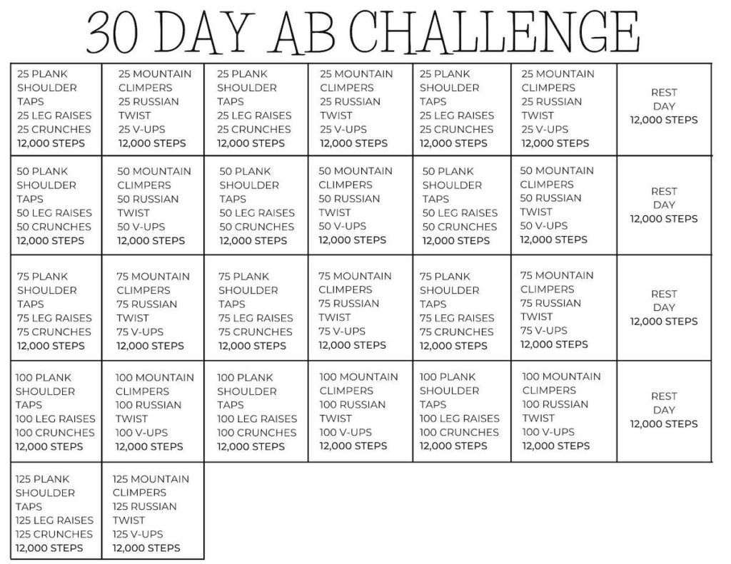 30 Day Ab Challenge (Free Printable Calendar) - Originalmom within 30 Day Ab Challenge Calendar Printable