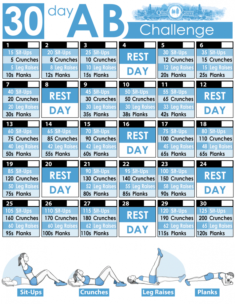 30-Day Ab Challenge (With Free Printable) throughout 30 Day Ab Challenge Calendar Printable