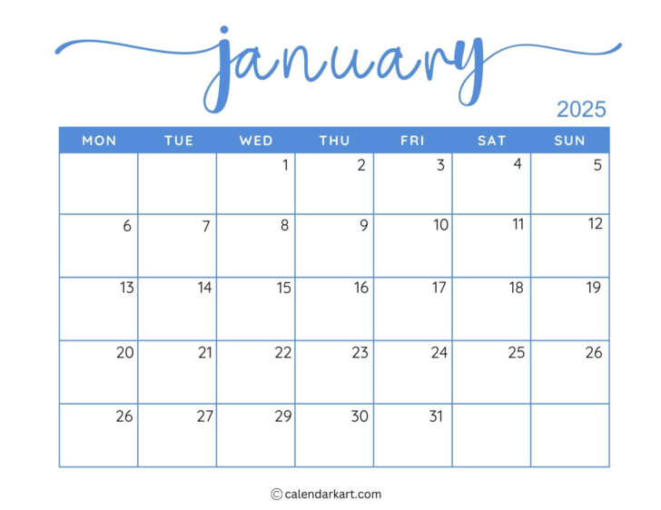 Printable Calendar 2025 January