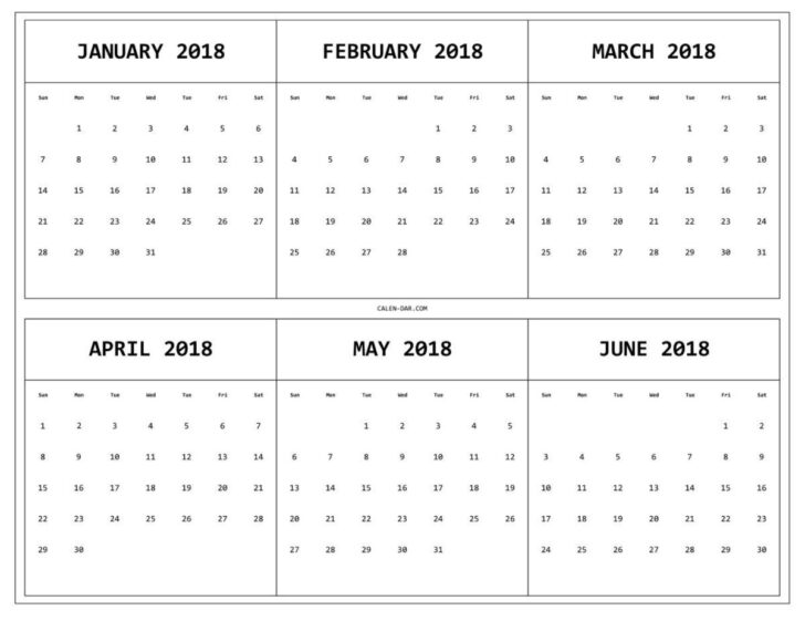 6 Month Calendar Printable