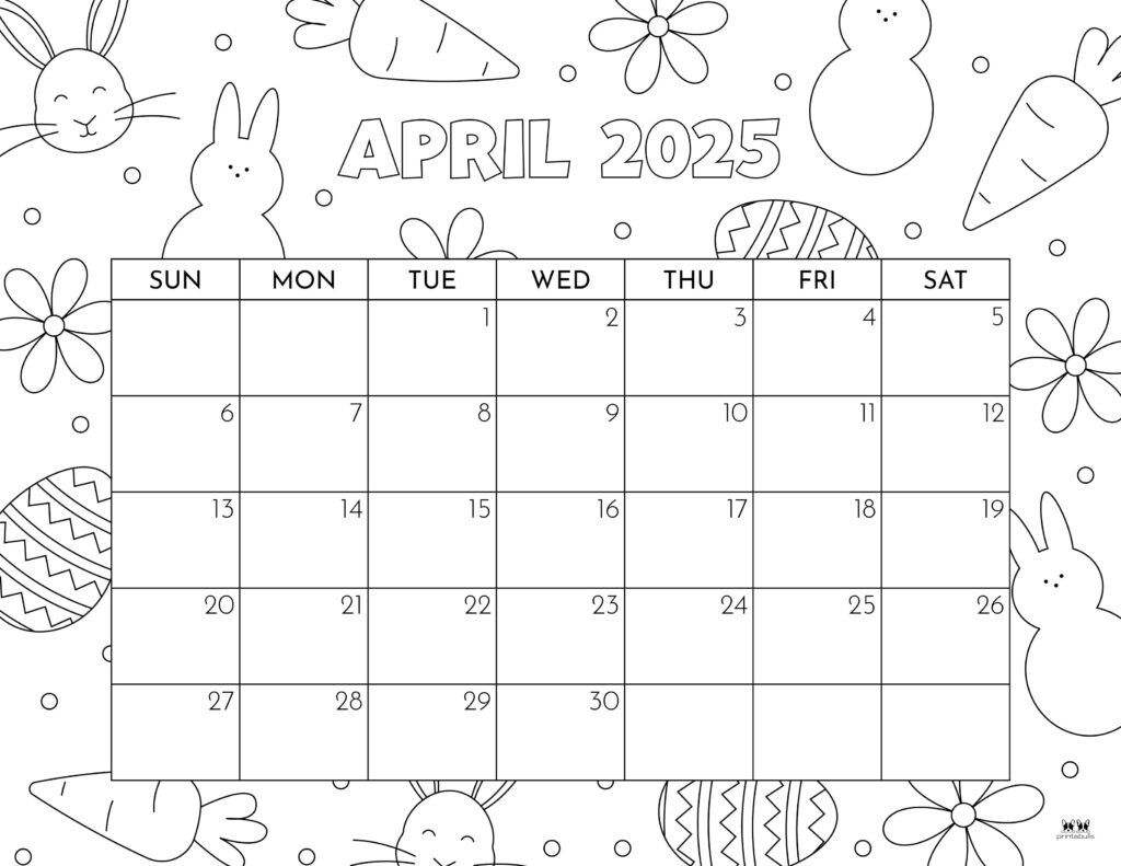 April 2025 Calendars - 107 Free Printables | Printabulls for 2025 Printable Coloring Calendar